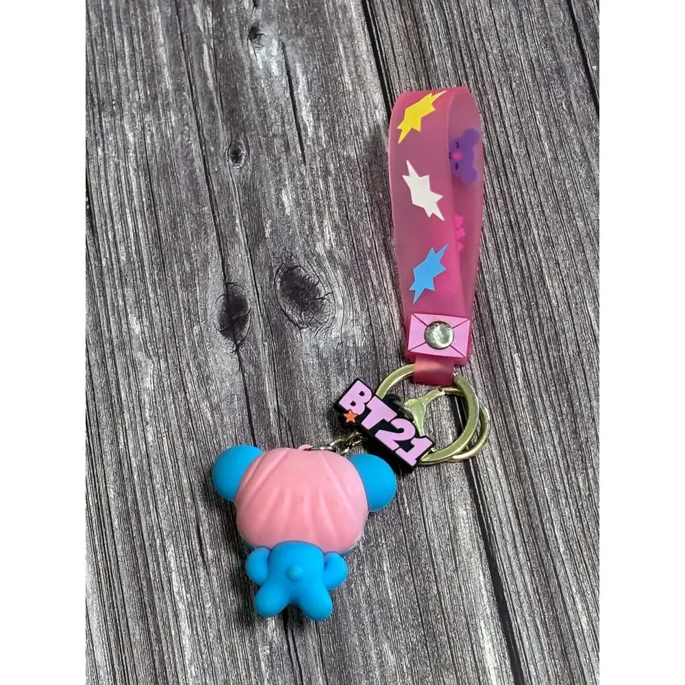 BTS Cute BT21 Kpop Characters Doll Fancy Heavy Silicone Lanyard Charm keychain